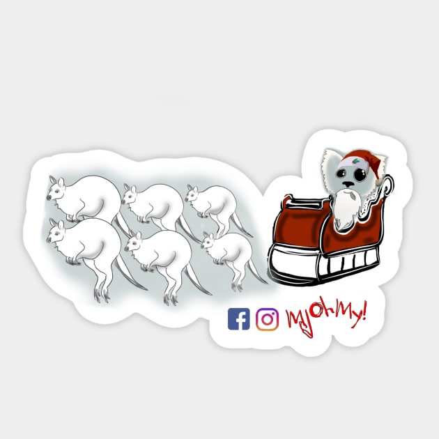 Six white boomers and Santa koala Sticker by mjohmy
